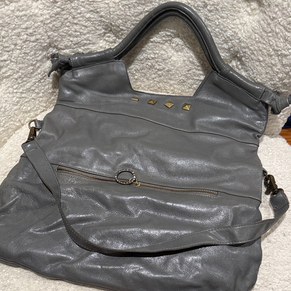 Foley & Corinna Leather Gray two way Tote Bag